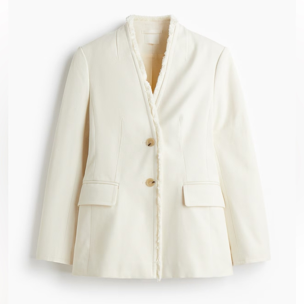 H&M Cream Blazer with Frayed edge